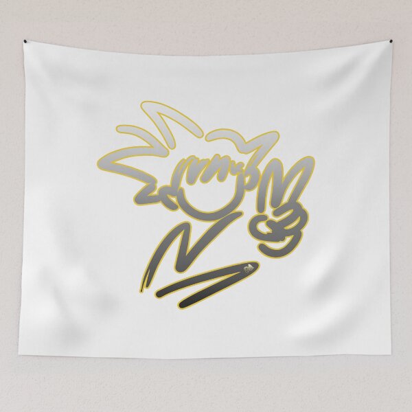 Item preview, Peace Sign Stick Figure Neon Yellow Outline Minimalist Anime Sketch designed and sold by DesignArtist.ia.