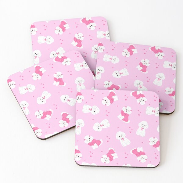 Item preview, cute white poodles on a pink background designed and sold by burbura.