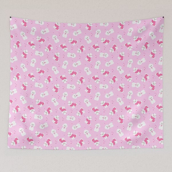 Item preview, cute white poodles on a pink background designed and sold by burbura.