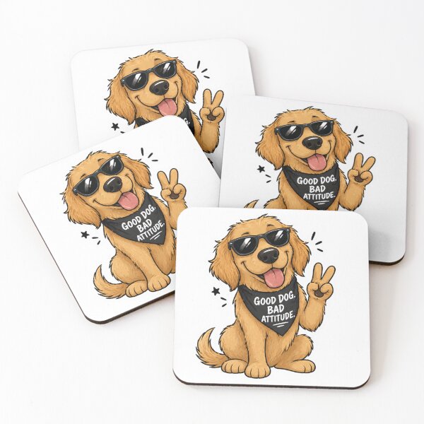 Item preview, Cool Golden Retriever Sticker – Good Dog Bad Attitude Funny Cartoon Puppy designed and sold by WeirdSketcher.