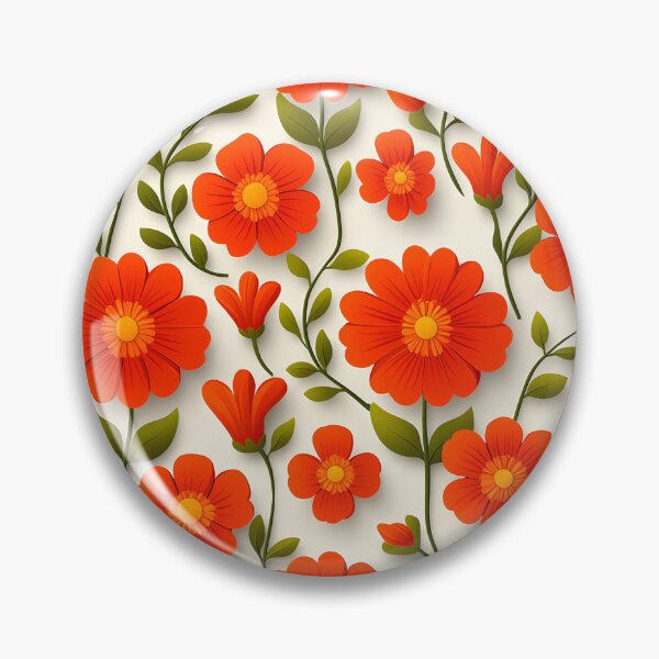 Item preview, Orange Floral Seamless Pattern with Paper Cut Style Flowers and Green Leaves designed and sold by rujlaphusstudio.