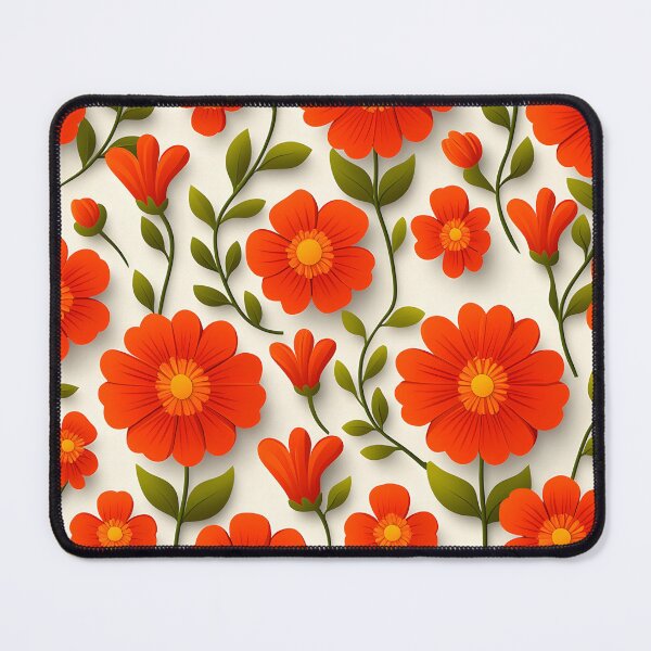 Item preview, Orange Floral Seamless Pattern with Paper Cut Style Flowers and Green Leaves designed and sold by rujlaphusstudio.