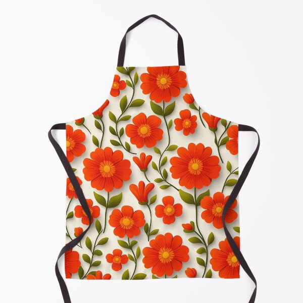 Item preview, Orange Floral Seamless Pattern with Paper Cut Style Flowers and Green Leaves designed and sold by rujlaphusstudio.