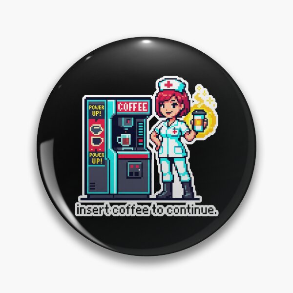 Item preview, Nurse Coffee Continue Sticker - Retro Pixel Anime Art for Healthcare Workers designed and sold by Osmose-Studio ⭐⭐⭐⭐⭐.