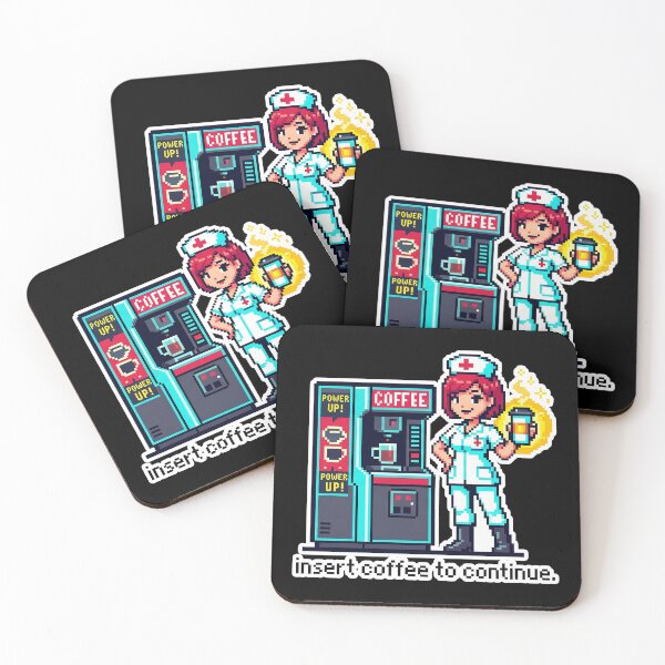 Item preview, Nurse Coffee Continue Sticker - Retro Pixel Anime Art for Healthcare Workers designed and sold by Osmose-Studio ⭐⭐⭐⭐⭐.