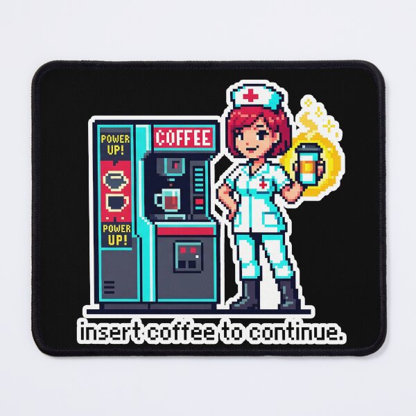 Item preview, Nurse Coffee Continue Sticker - Retro Pixel Anime Art for Healthcare Workers designed and sold by Osmose-Studio ⭐⭐⭐⭐⭐.