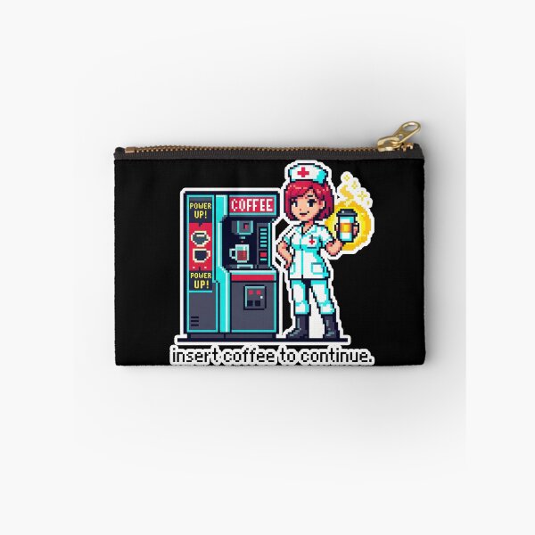 Item preview, Nurse Coffee Continue Sticker - Retro Pixel Anime Art for Healthcare Workers designed and sold by Osmose-Studio ⭐⭐⭐⭐⭐.