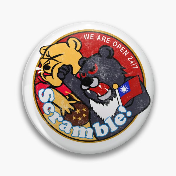 Item preview, Taiwan Air Force Scramble Badge Chinese Winnie the Pooh China Xi Punched by Taiwanese Black Bear Open 24/7 designed and sold by Space Ghettos.
