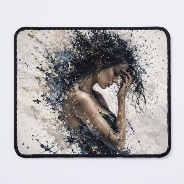 Item preview, Solemn Woman Amidst Colorful Splashes Print designed and sold by Blue  Robin.