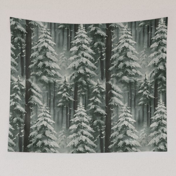 Item preview, Snow Covered Evergreen Trees Winter Pattern designed and sold by PandaTShirtShop.
