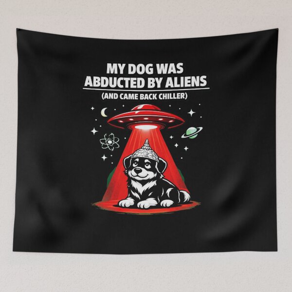 Item preview, My Dog Was Abducted by Aliens (And Came Back Chiller) – Absurd Funny Dog Minimalist T‑Shirt designed and sold by Timeless Junction.