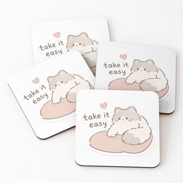 Item preview, Take It Easy Cat Sticker | Cozy Kawaii Cat Laptop/iPad Sticker designed and sold by RibbonRoom.