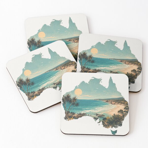 Item preview, Australian Map Art Coastal Landscape  designed and sold by PamLeeDesign.