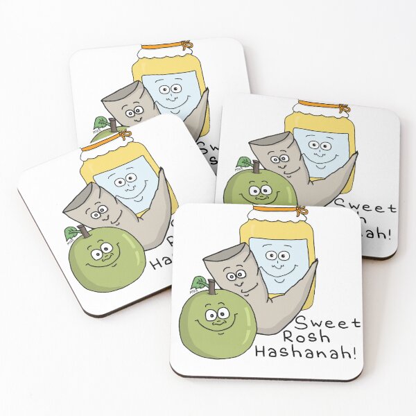 Item preview, Happy Rosh Hashanah – Cute Shofar Apple and Honey Holiday Pun designed and sold by MyxaART.