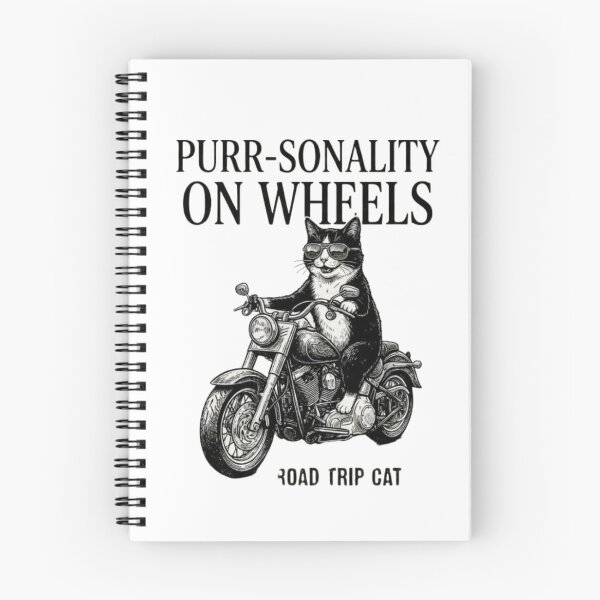 Artikelvorschau, Biker-Katze auf Motorrad, Katzenliebhaber, Schnurren – Persönlichkeit auf Rädern, Roadtrip-Katzen-T-Shirt entworfen und verkauft von Dev Mode.