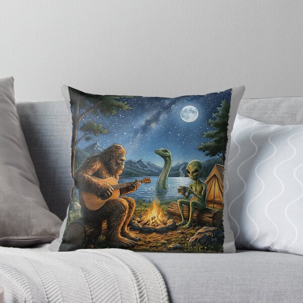 Item preview, Bigfoot and Alien Loch Ness Campfire Sasquatch Funny Camping designed and sold by GreggRoss.