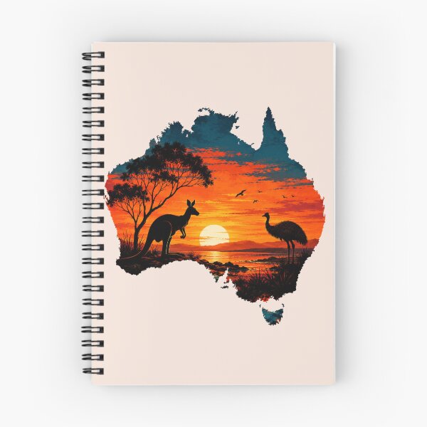 Item preview, Australian Map Art Sunset Landscape  designed and sold by PamLeeDesign.