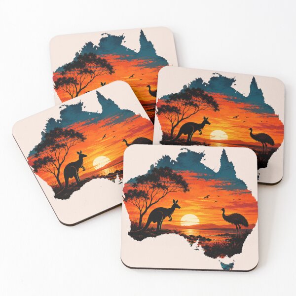 Item preview, Australian Map Art Sunset Landscape  designed and sold by PamLeeDesign.