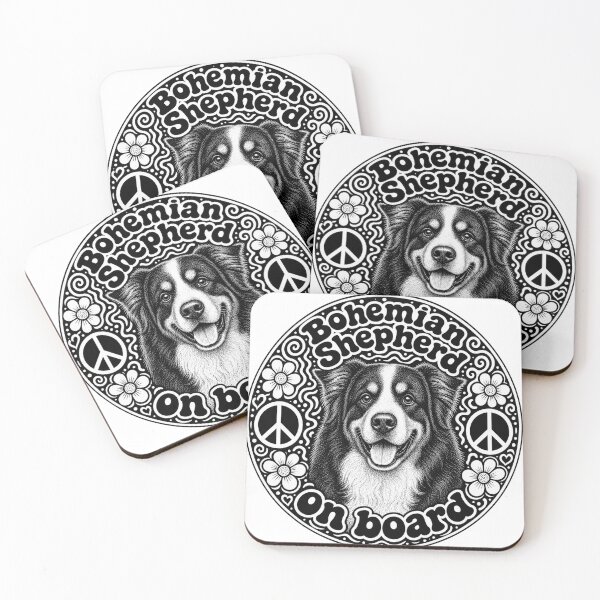 Item preview, sticker "Bohemian Shepherd on board" Hippie dog, peace designed and sold by barbastyle.