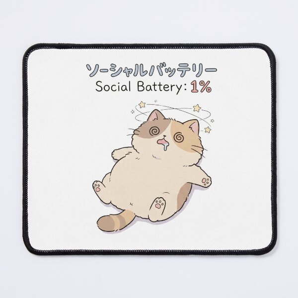 Item preview, Cute Kawaii Cat Social Battery 1% Sticker - Funny Anime Pastel Aesthetic Decal designed and sold by Rahaf-shop9.