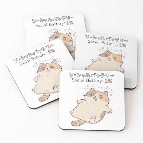Item preview, Cute Kawaii Cat Social Battery 1% Sticker - Funny Anime Pastel Aesthetic Decal designed and sold by Rahaf-shop9.