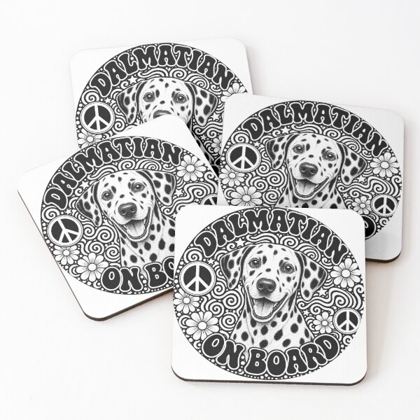 Item preview, sticker "Dalmatian on board" Hippie dog, peace designed and sold by barbastyle.