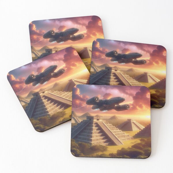 Item preview, Ancient Pyramids and Spaceship – Futuristic Sci‑Fi Design designed and sold by Dogandesighn.