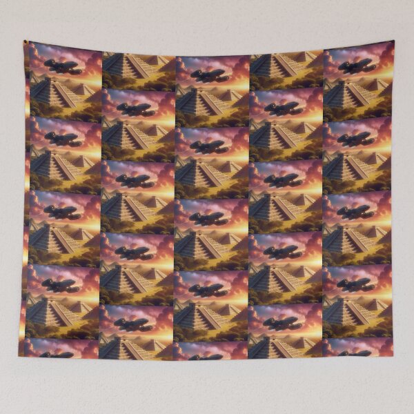 Item preview, Ancient Pyramids and Spaceship – Futuristic Sci‑Fi Design designed and sold by Dogandesighn.