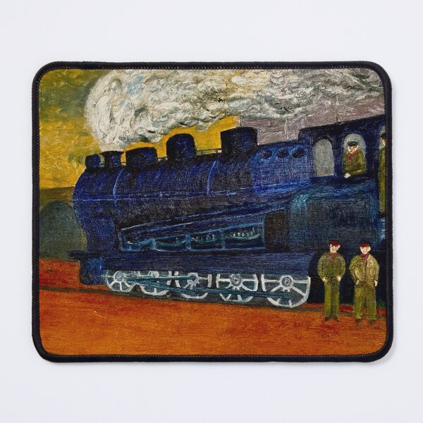 Item preview, Blue locomotive - a vintage train painting designed and sold by AtelierTim.