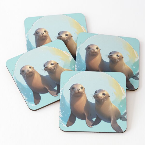 Item preview, Cute Sea Lions Ocean Duo designed and sold by Madhav Creations Studio.