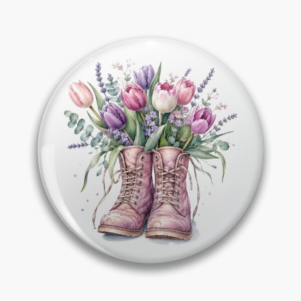 Item preview, Pink Tulip Boots Watercolor designed and sold by PetalGarden.