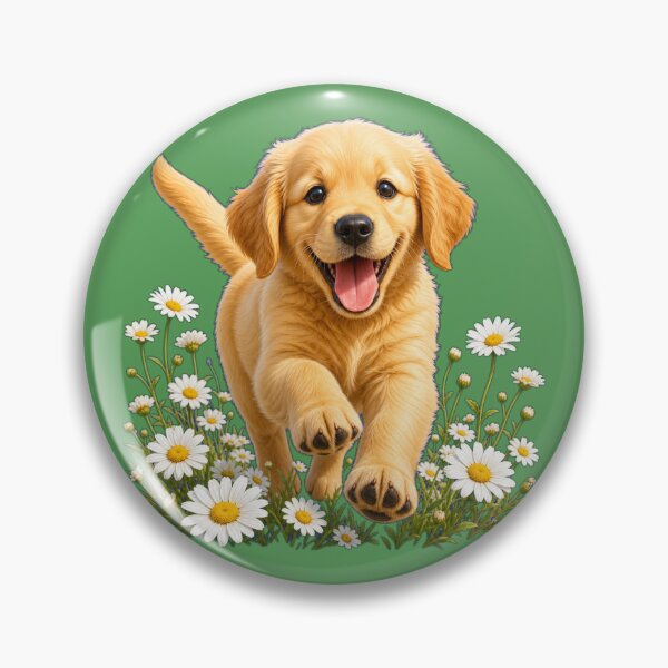 Item preview, Happy Golden Retriever Puppy in Daisy Field designed and sold by DarVibe Designs.