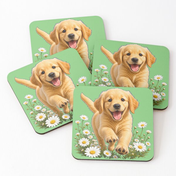 Item preview, Happy Golden Retriever Puppy in Daisy Field designed and sold by DarVibe Designs.