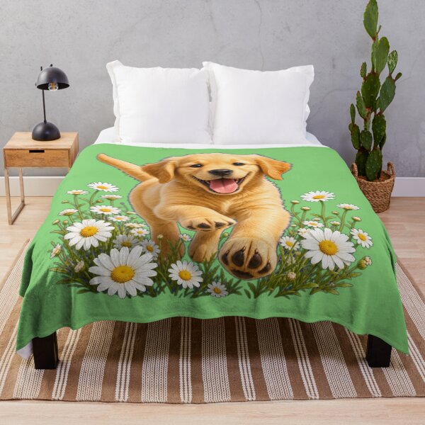 Item preview, Happy Golden Retriever Puppy in Daisy Field designed and sold by DarVibe Designs.