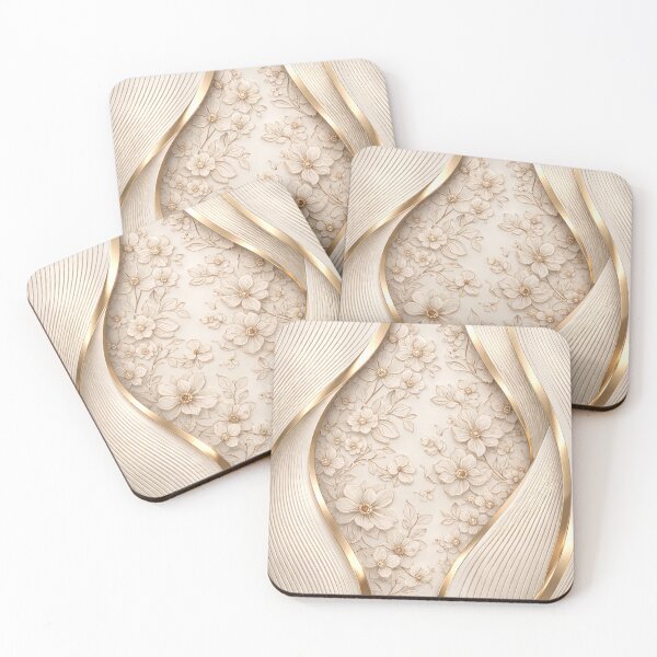 Item preview, Elegant Ivory & Gold Floral Wave Pattern designed and sold by Bellassi.