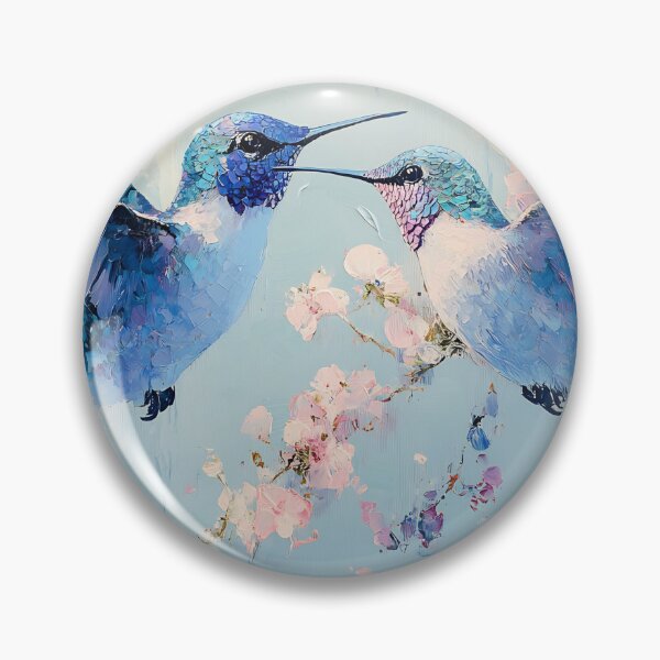 Item preview, Pair of Hummingbirds Art, Soft Pastel Aqua Lavender Floral Print designed and sold by daila70.