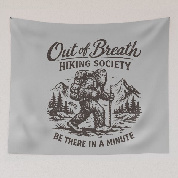 Item preview, Out of Breath Hiking Society Hike Nature Lover Funny Bigfoot Long Sleeve designed and sold by mjohnson9.