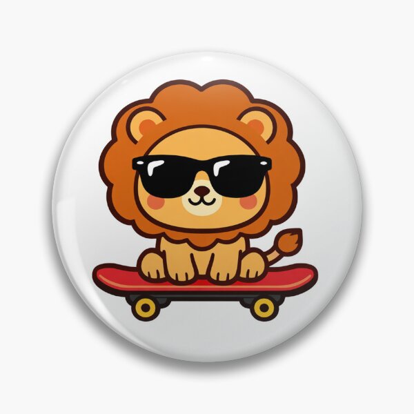 Item preview, Cool Lion Cub on Skateboard with Sunglasses Cute Kawaii Animal designed and sold by Owcomm.