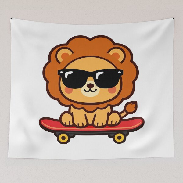 Item preview, Cool Lion Cub on Skateboard with Sunglasses Cute Kawaii Animal designed and sold by Owcomm.
