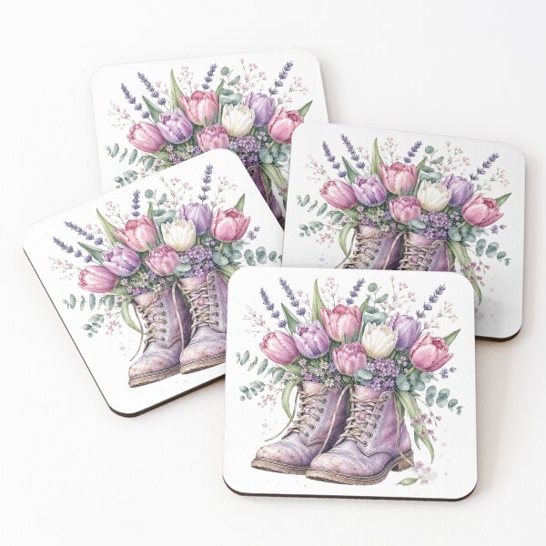 Item preview, Purple Tulip Boots Watercolor designed and sold by PetalGarden.