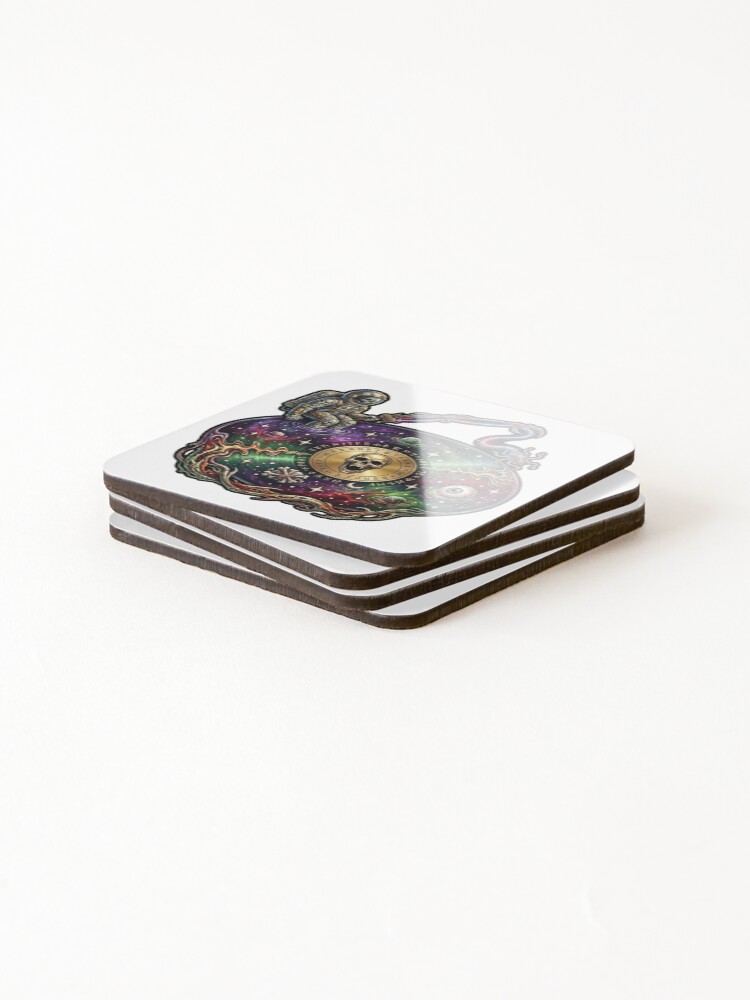 Thumbnail 4 of 5, Coasters (Set of 4), Cosmic Sound Sticker designed and sold by SignalStatic.