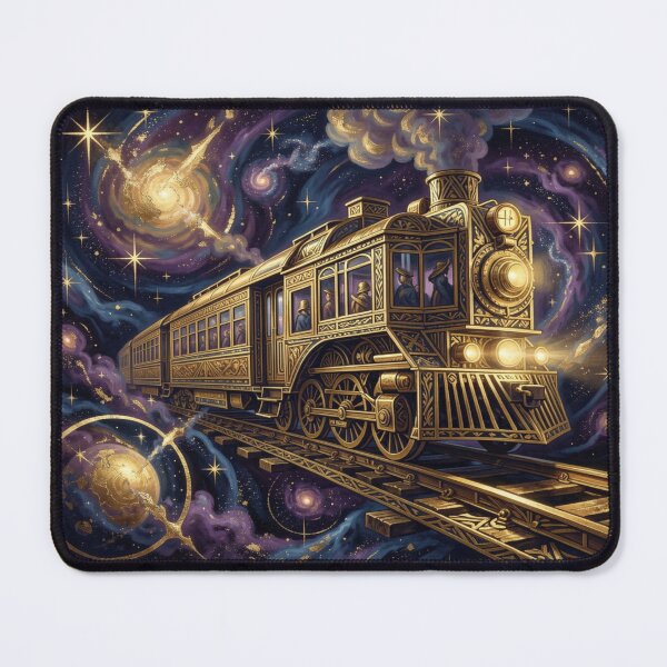 Item preview, Abyss Express – A surreal gold Art Deco train between cosmos, ornament and futuristic elegance designed and sold by FotoworldEdel.