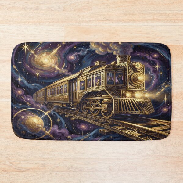 Item preview, Abyss Express – A surreal gold Art Deco train between cosmos, ornament and futuristic elegance designed and sold by FotoworldEdel.