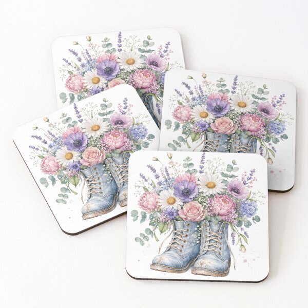 Item preview, Blue Cottagecore Floral Boots designed and sold by PetalGarden.