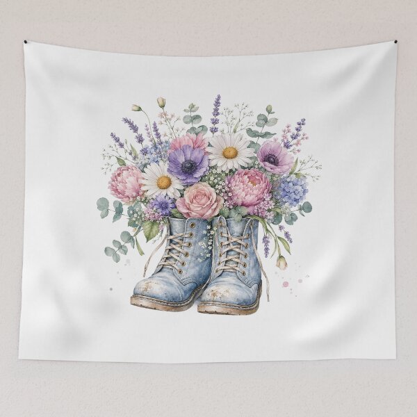 Item preview, Blue Cottagecore Floral Boots designed and sold by PetalGarden.
