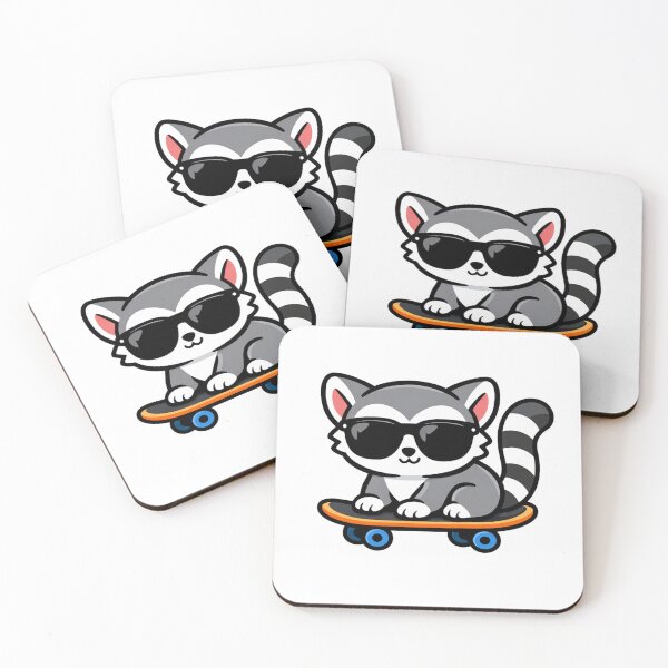 Item preview, Cool Raccoon on Skateboard Cute Animal with Sunglasses designed and sold by Owcomm.