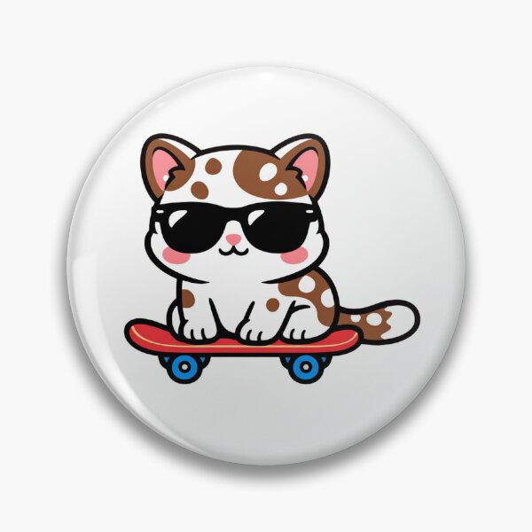 Item preview, Cool Skateboarding Cat with Sunglasses Kawaii Cute Kitten on Skateboard designed and sold by Owcomm.