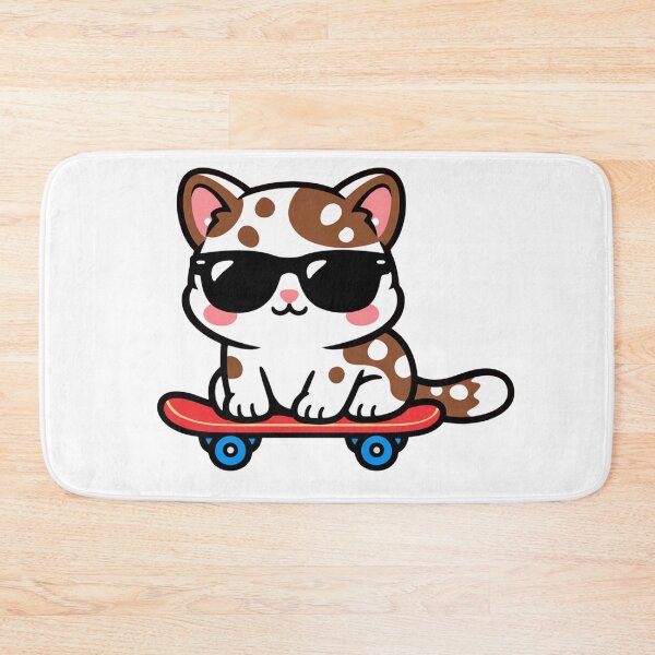 Item preview, Cool Skateboarding Cat with Sunglasses Kawaii Cute Kitten on Skateboard designed and sold by Owcomm.