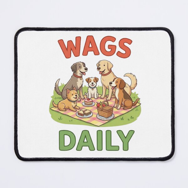 Item preview, Wags Daily Happy Cartoon Dogs Picnic designed and sold by GiggleInkTees.