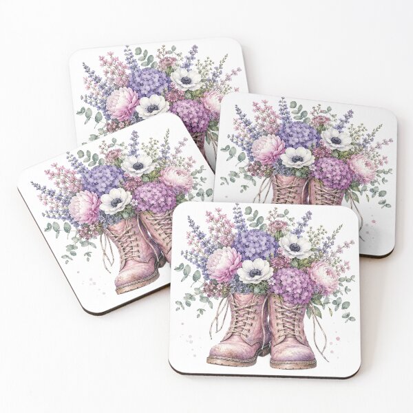 Item preview, Pink Floral Boots Watercolor designed and sold by PetalGarden.